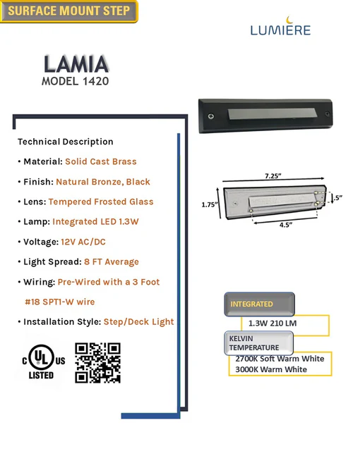 Lamia Cast Brass Step & Deck Light Gun Metal Black