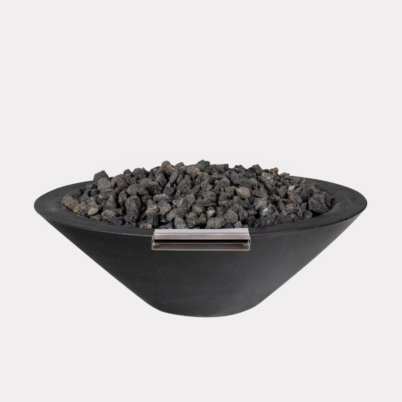 Carbon Black Round Fire Bowl w/ water scupper (No Ignition)