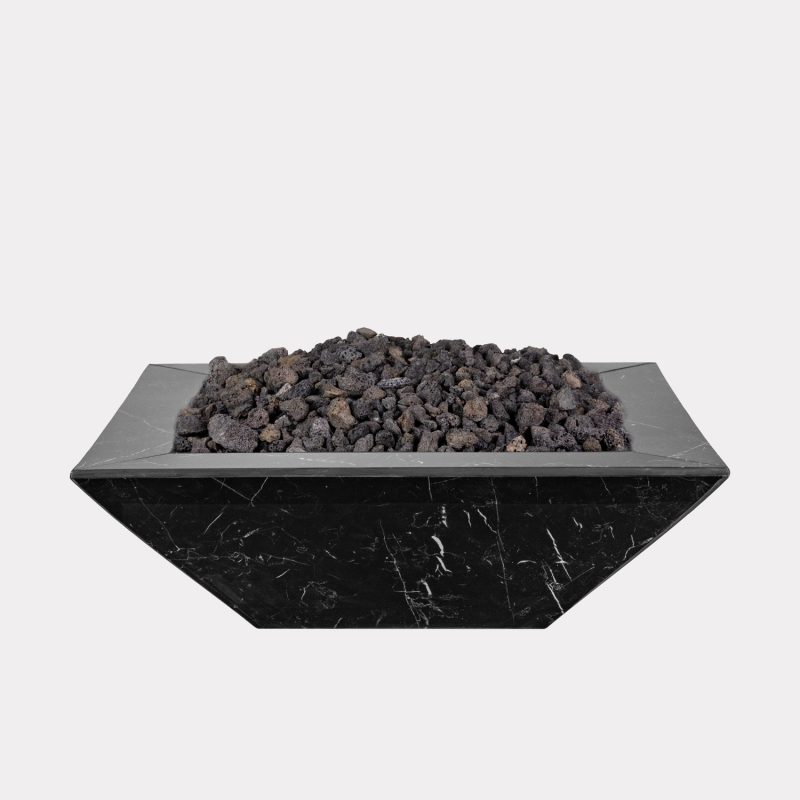 Black Marble Knife Edge Fire Bowl (No Ignition)