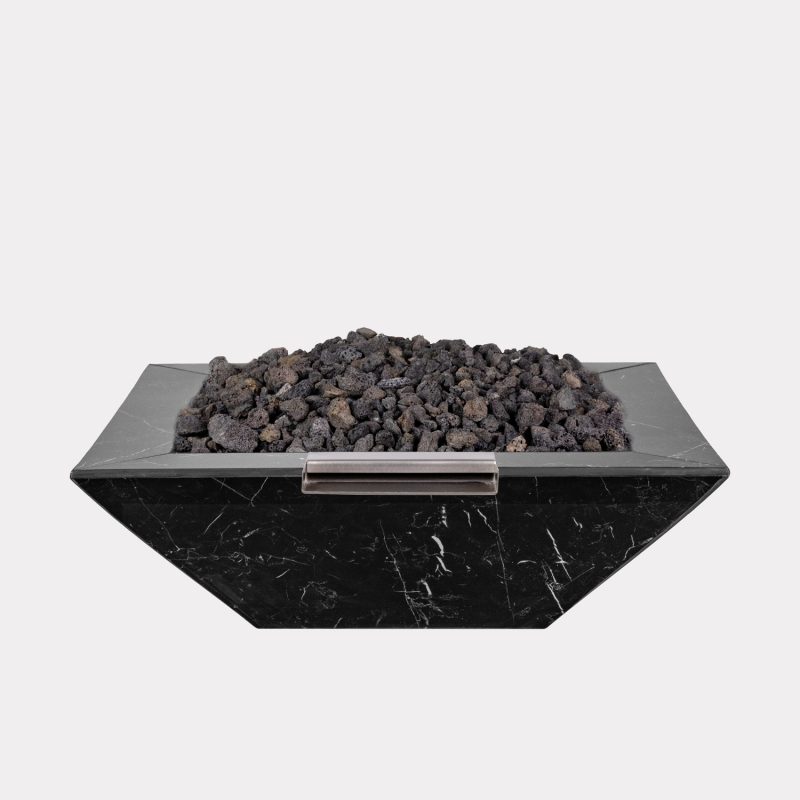 Black Marble Knife Edge Fire Bowl w/ water scupper