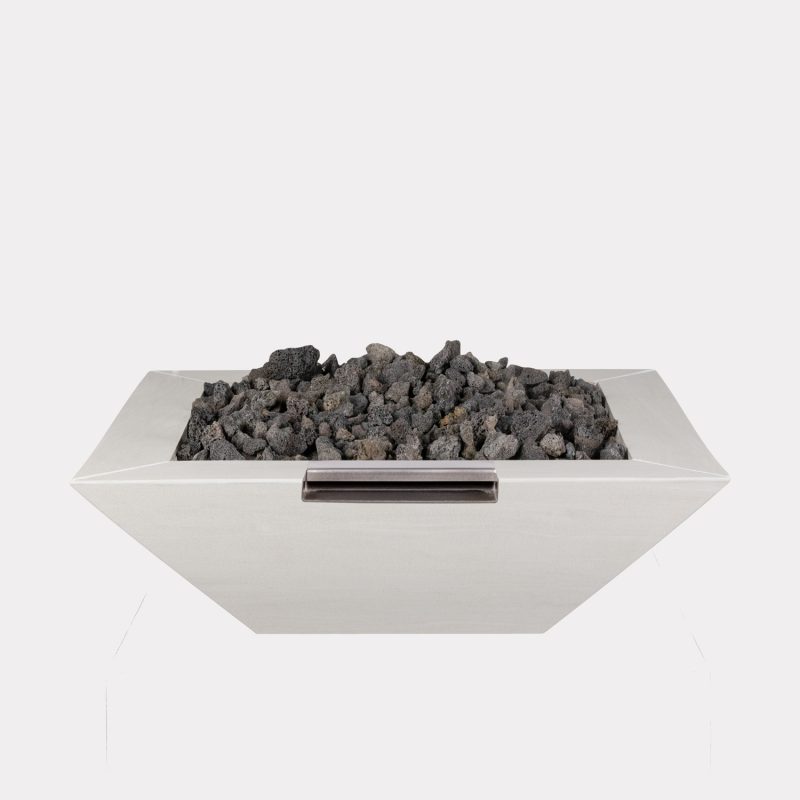 Stone White Knife Edge Fire Bowl w/ water scupper (No Ignition)