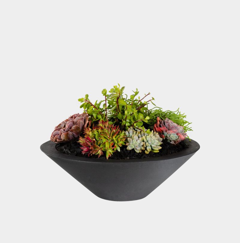 Carbon Black Round Planter Bowl (Add Water Scupper)